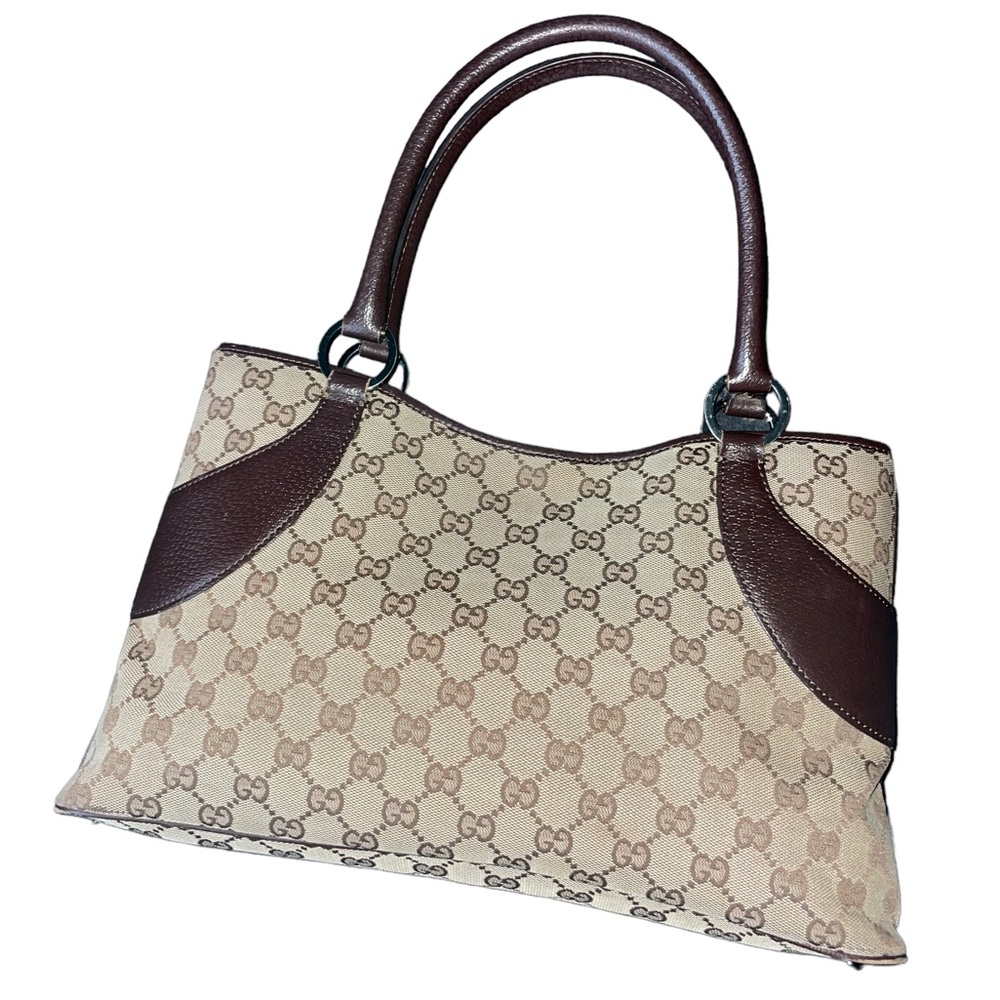 Authentic Gucci Vintage GG Monogram Brown Logo Shoulder Bag Tote EUC! - Picture 8 of 16